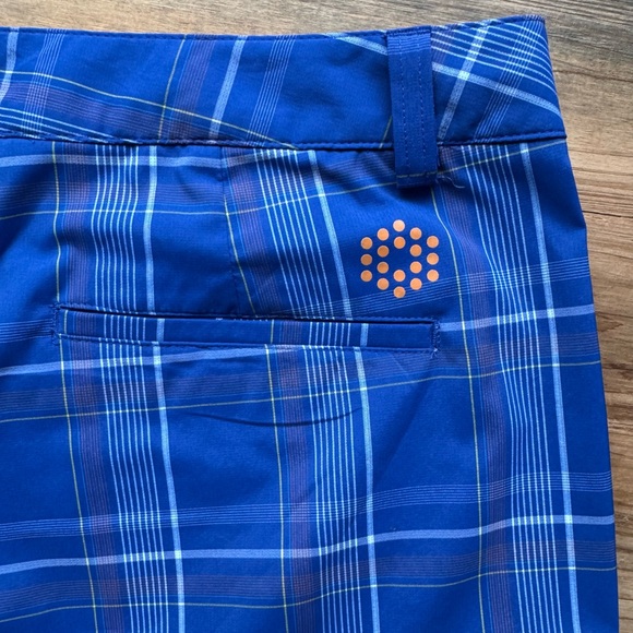 Puma plaid golf shorts royal blue size 38 - Picture 6 of 9